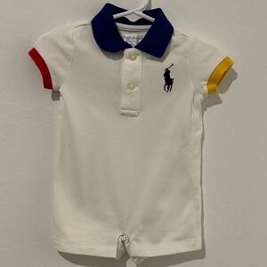 Polo by Ralph Lauren Kids White Polo with Blue Collar boys